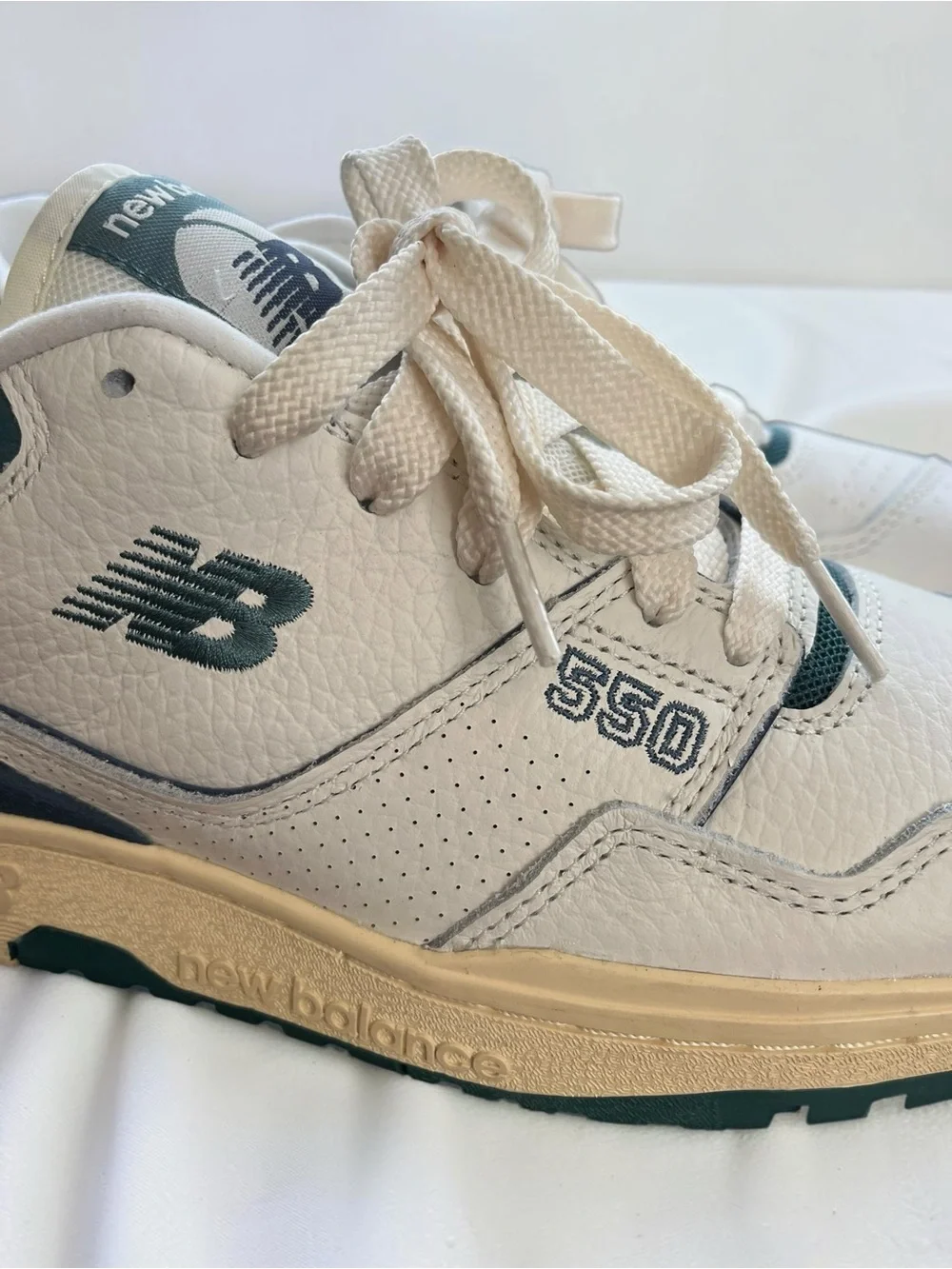 New Balance 550 Mini Logo Pack BB550PTB White Green Leather Sneakers Men’s 9.5